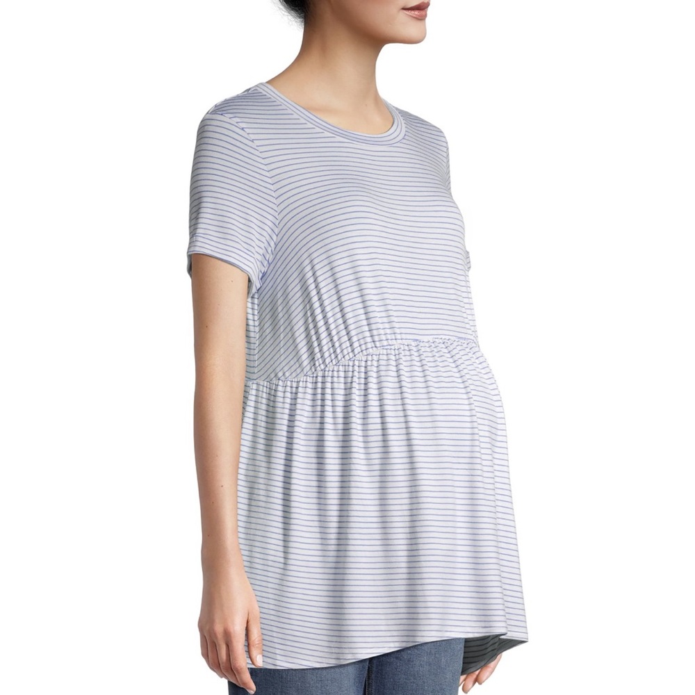 Time and Tru Striped Maternity Babydoll Short Sleeve T-Shirt-S